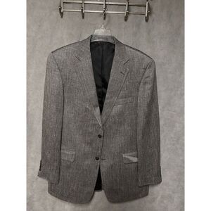Stafford Blazer Men 42L Beige Silk 2B Tweed Herringbone Sport Coat Jacket Luxury